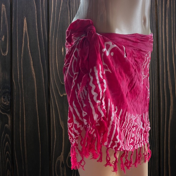 VINTAGE KOKO KNOT hot pink sarong swim coverup - Picture 3 of 4